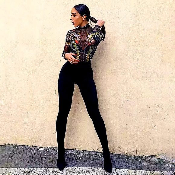 HP!✨Black demons mesh long sleeve bodysuit - Picture 7 of 13